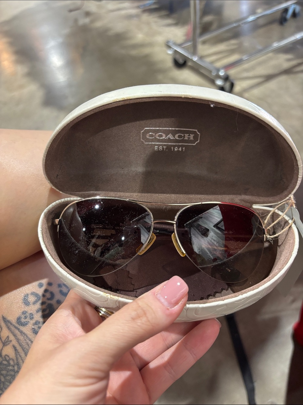Coach Brown Gradient Aviator Sunglasses with Gold Accents